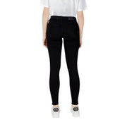 Schwarze Skinny-Jeans mit elegantem, figurbetontem Design und hohem Bund in einfarbigem Schwarz