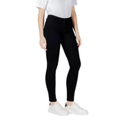 Schwarze Skinny-Jeans mit elegantem, figurbetontem Design und hohem Bund in klassischem Schwarz