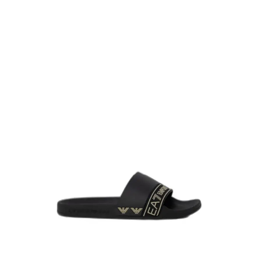Ea7 Men Slippers with logo, urban city fashion black slides