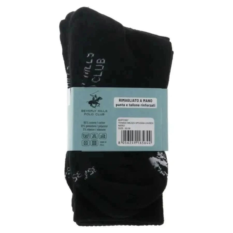 Schwarze Socken mit Verpackungsetikett von Beverly Hills Polo Club Herrenunterwäsche-Kollektion