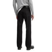 Mens black straight leg trousers displayed on a model, suitable for formal or casual wear