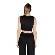 Black Strappy Round Neck Sleeveless Crop Top for Women