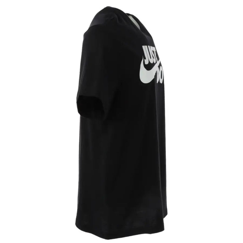 Nike Black Short Sleeve T Shirt with White Logo and Just Do It Print