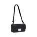 Black textured leather shoulder bag displayed in a product image