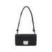 Black textured leather shoulder bag displayed for stylish and durable accessory