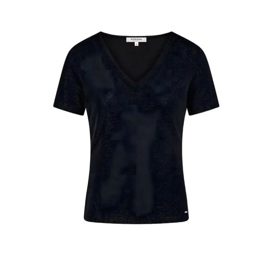 Morgan De Toi V neck black top, urban city style short sleeve t-shirt for women