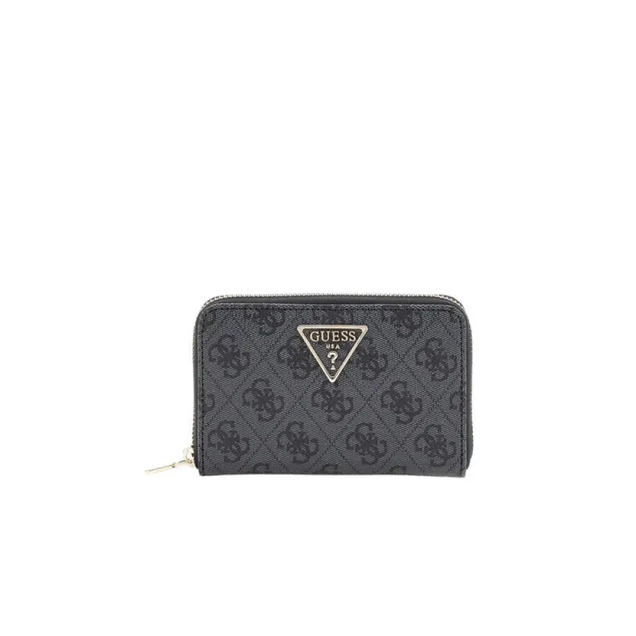Black Guess women wallet with logo and zipper for urban city style fashion