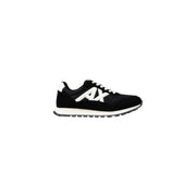 Black and white AX branded running sneaker displayed in the AX Black and White Running Sneaker product image