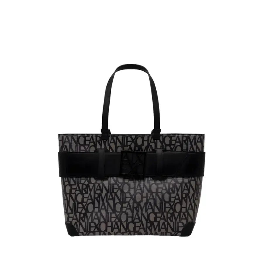 Armani Exchange black and white women’s bag with ’love’ text displayed