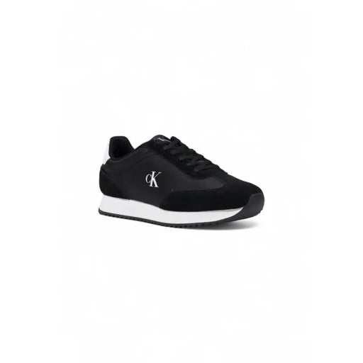 Black and white Calvin Klein sneakers with suede-like finish for women