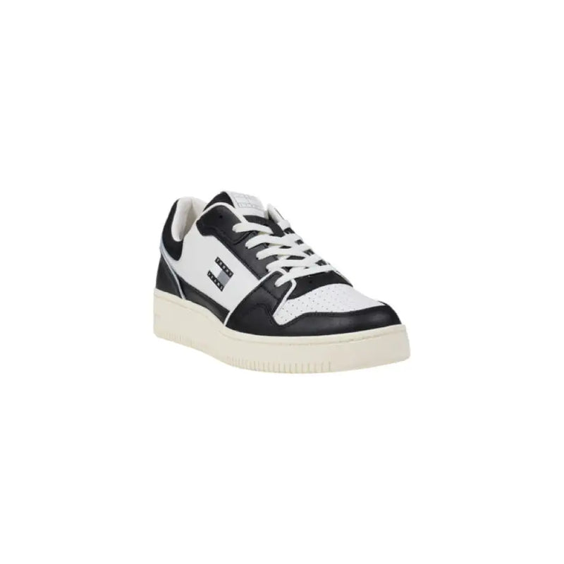 Black and white leather Tommy Hilfiger low top sneaker for men