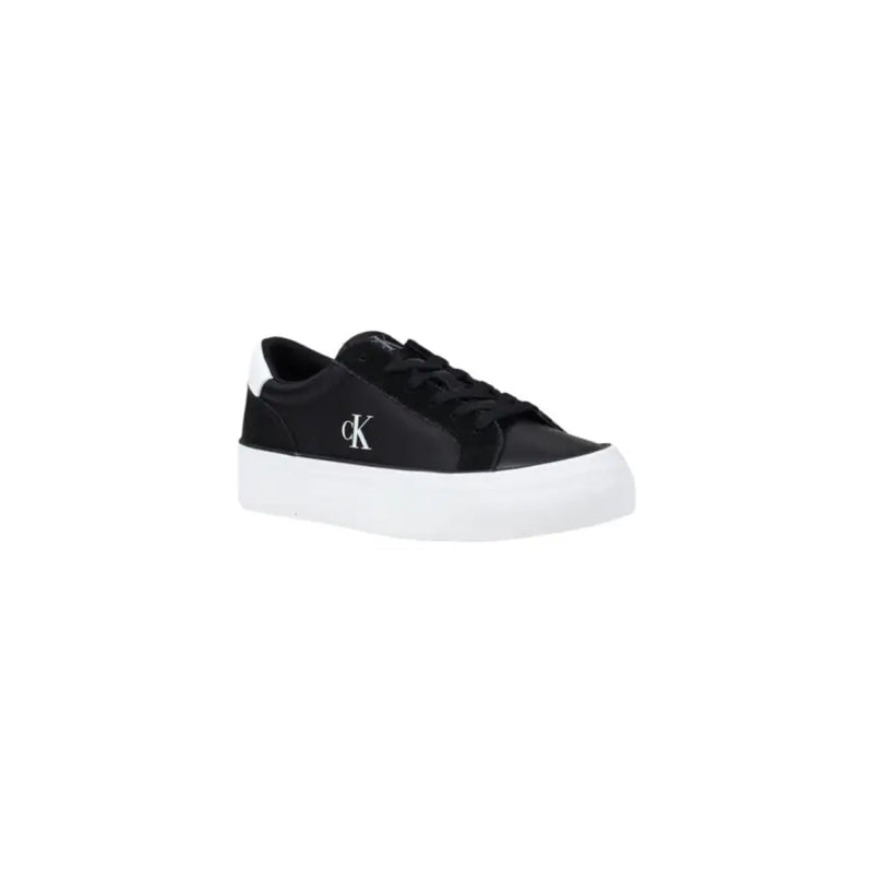 Black and white platform sneakers with suede accents from Calvin Klein Jeans for women