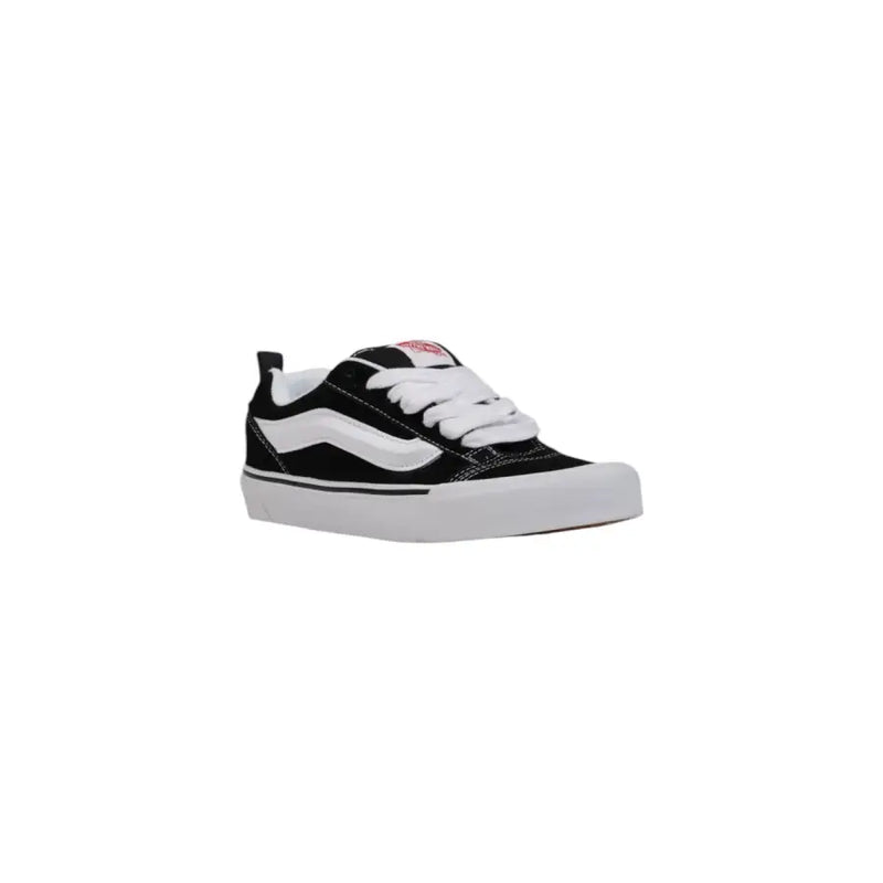 Black and white Vans leather sneakers with white laces for women in fall winter collection