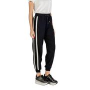 Black women’s track pants with white side stripe from Liu Jo featuring lace details