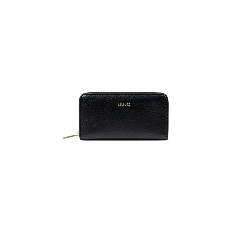 Black zippered wallet with multiple compartments for secure currency and card storage