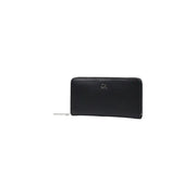 Black zippered wallet with a sleek design displayed in the product image