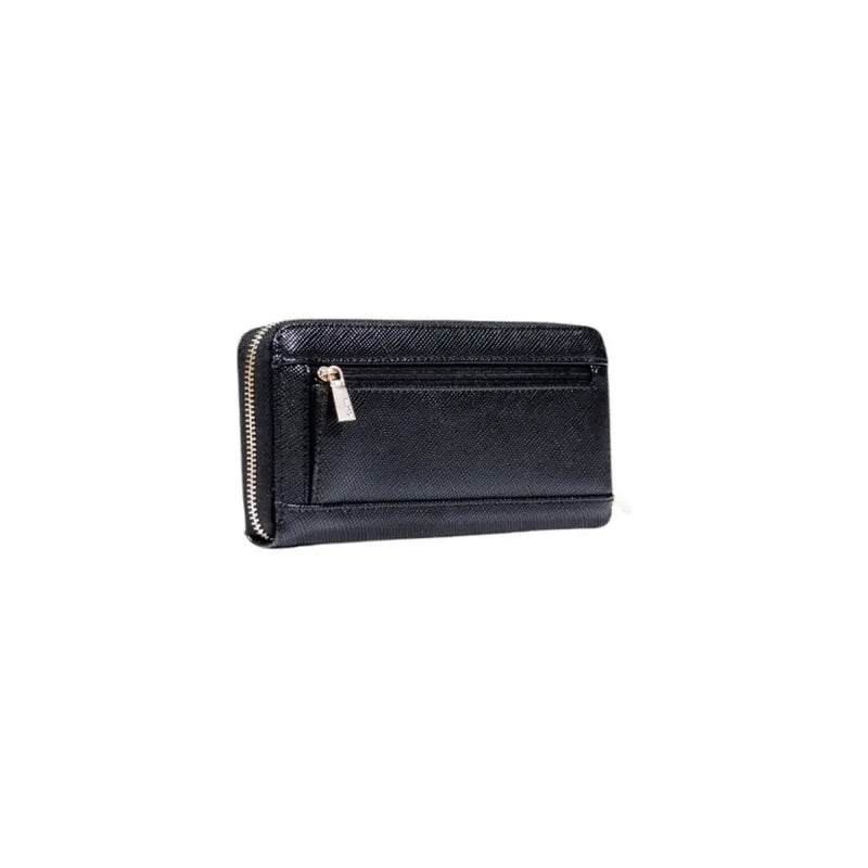 Black zippered wallet with wrist strap from Guess, stylish and secure accessory