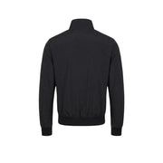 Blauer Herrenblazer, schwarz, Polyamid, mit Reißverschluss, Rollkragen, hohem Kragen und gerippten Bündchen, Vorderansicht