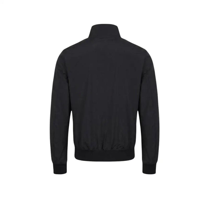 Blauer Herrenblazer, schwarz, Polyamid, mit Reißverschluss, Rollkragen, hohem Kragen und gerippten Bündchen, Vorderansicht