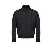 Blauer men blazer black polyamide zip turtleneck jacket with high collar front zipper and two slanted pockets