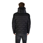 Blauer Herren-Kapuzenjacke, schwarz, Rollkragen, Herbst/Winter, 25wbluc02152, gesteppt, mit Wellennahtmuster