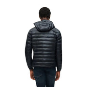 Blauer Schwarzer Herren-Winterblazer aus Polyamid mit Kapuze, Steppdesign und Kapuze, Vorderansicht