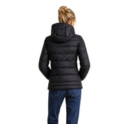 Blauer Schwarze, gesteppte Damen-Daunenjacke aus Polyamid mit Kapuze – wärmend und stylisch.