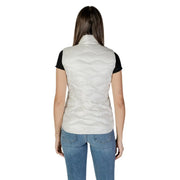 Blauer women’s white quilted puffer vest with high collar wave-pattern stitching zip and pockets