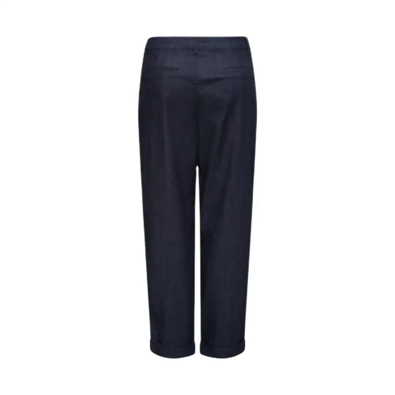 Dunkelblaue, weit geschnittene Jeans aus Baumwollmischgewebe mit Taschen, umgeschlagenen Säumen und strukturiertem Stoff