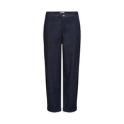 Dunkelblaue Chino-Hose mit geradem Bein, umgeschlagenen Säumen und Taschen