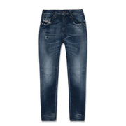 Blue distressed denim jeans displayed in a product image for stylish casual wear