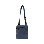 Blue Leather Crossbody Bag displayed with Black Leather Crossbody Bag with Zippers