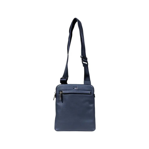 Blue Leather Crossbody Bag displayed with Black Leather Crossbody Bag with Zippers