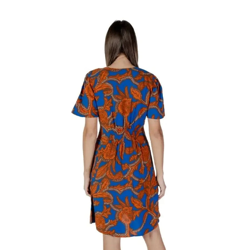 Blue and orange patterned dress from B.young Women’s Blue Print Viscose Shorts for Spring/Summer