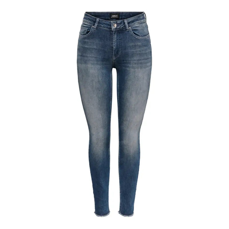 Dark blue washed skinny jeans with zip and button closure for women in fall winter collection