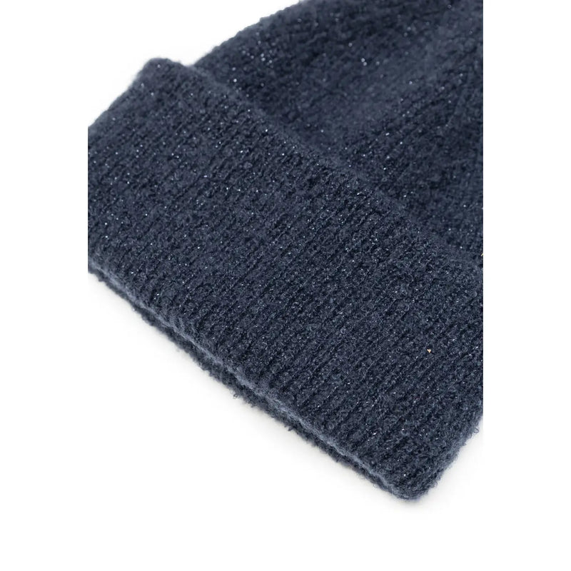 Dark gray knit beanie with ribbed cuff and subtle glittery texture for fall and winter women’s accessories