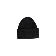 Schwarze Strickmütze mit geripptem Bündchen und Glitzer, blaue Polyester-Herbst-Wintermütze