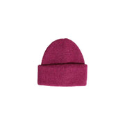 Gerippte, magentafarbene Strickmütze mit umgeschlagenem Bündchen, blaue Polyester-Damenmütze für Herbst und Winter