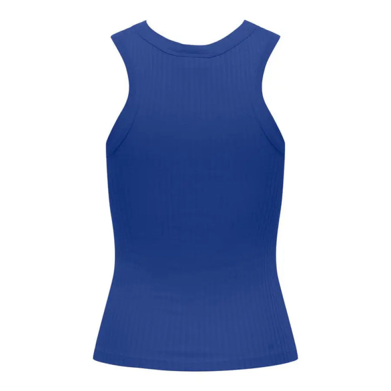 Blue ribbed tank top displayed in the product image, showcasing stylish casual wear