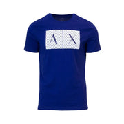 Blue T shirt with White AX Logo displayed in the product image
