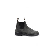 Schwarze Blundstone Herren-Ankle-Boots aus Leder mit dunkelgrauem Wildleder-Chelsea-Design und schwarzer Gummisohle
