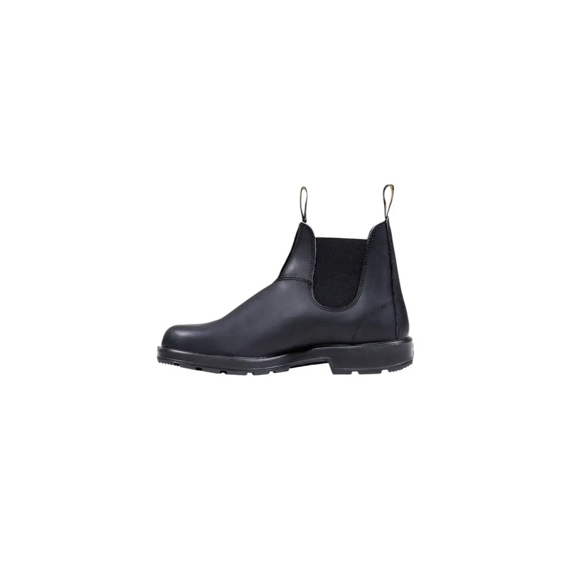 Schwarze Blundstone Herren-Lederstiefel zum Hineinschlüpfen mit elastischen Seiteneinsätzen und robuster Gummisohle, Vorderansicht