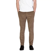 Tan corduroy borghese men trousers with slim fit and subtle vertical ribbing for a polished casual look