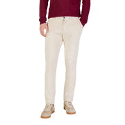 Borghese men trousers in cream corduroy with subtle vertical ribs and a classic straight-leg cut
