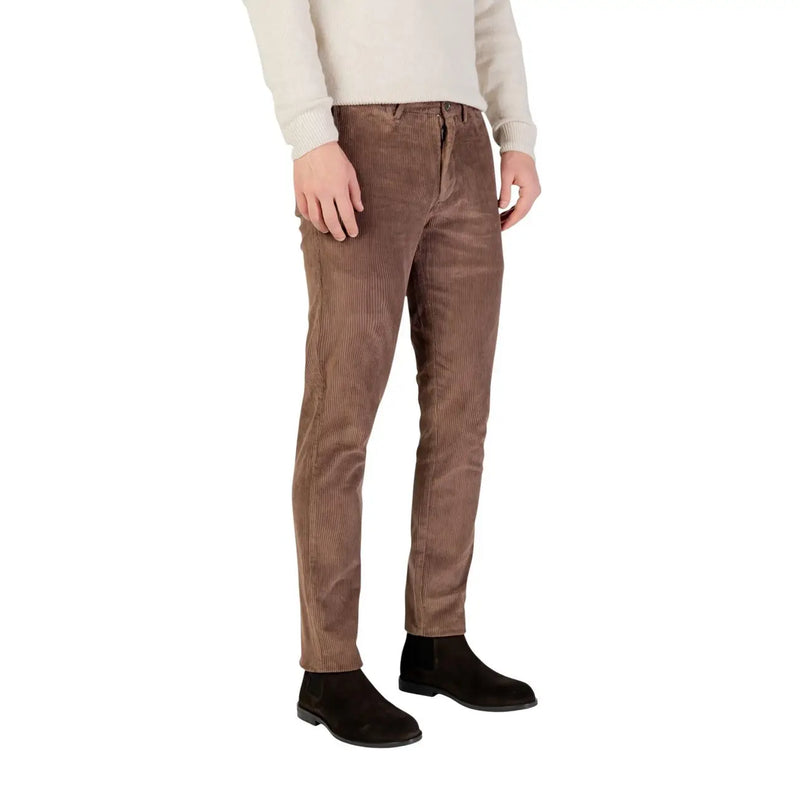 Borghese men trousers slim fit brown corduroy with subtle vertical ribbing suitable for formal and casual wear