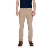 Khaki-Chino Borghese Herrenhose mit klassischer Passform und dezenten Ziernähten aus Baumwollmischgewebe