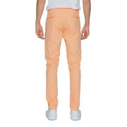 Borghese Pfirsichfarbene, schmal geschnittene Chino-Herrenhose mit dezenter Struktur und sichtbaren Nähten für formelle Anlässe