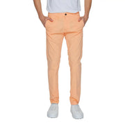 Crisp peach-colored slim fit chino pants with classic button closure from Borghese men trousers collection