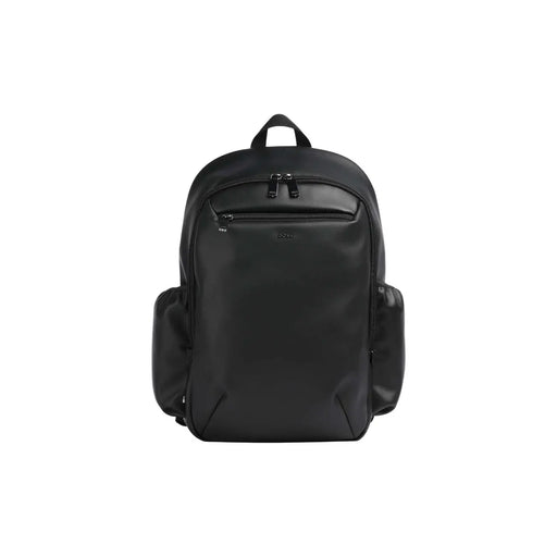 Boss Rucksack Jace für Herren aus schwarzem Leder mit dezentem Markenlogo und minimalistischem Design, Vorderansicht