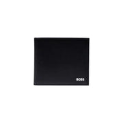 Black leather bifold wallet for men from Boss, ideal for fall and winter seasons